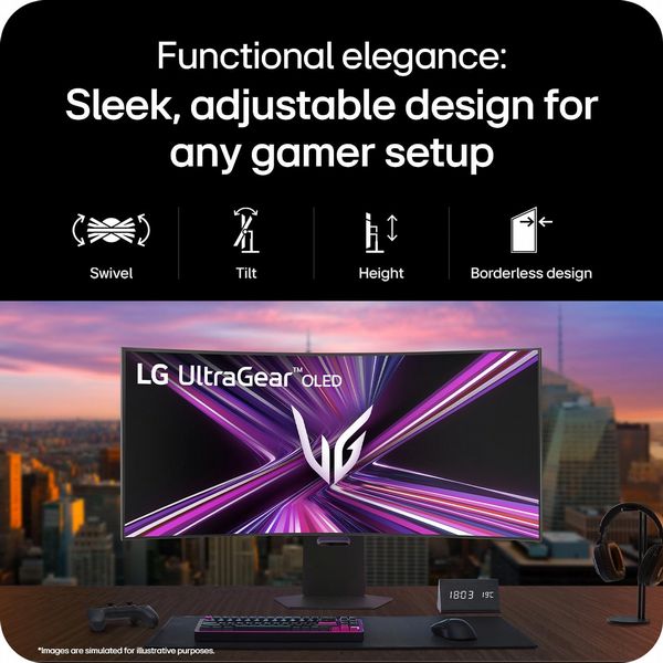 LG UltraGear 45GX950A-B 45-inch Curved OLED WUHD Dual-Mode Gaming Monitor