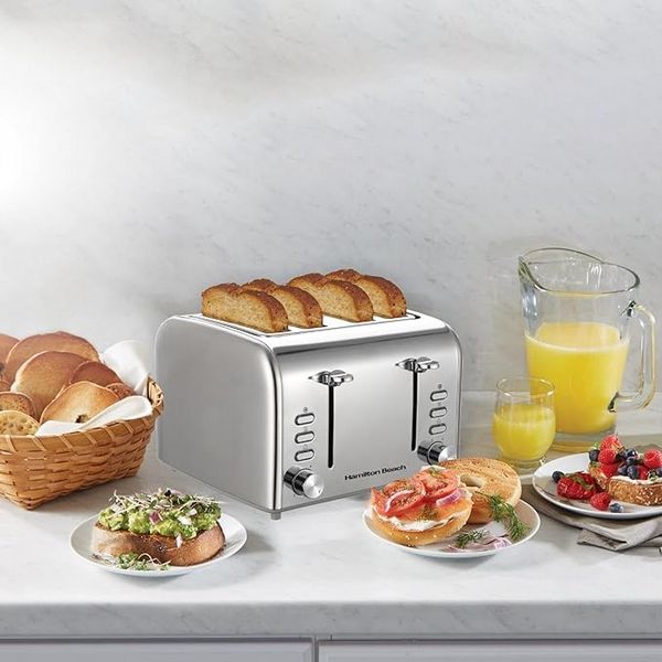 Hamilton Beach Rise Kettle and 4 Slice Toaster Bundle Brushed